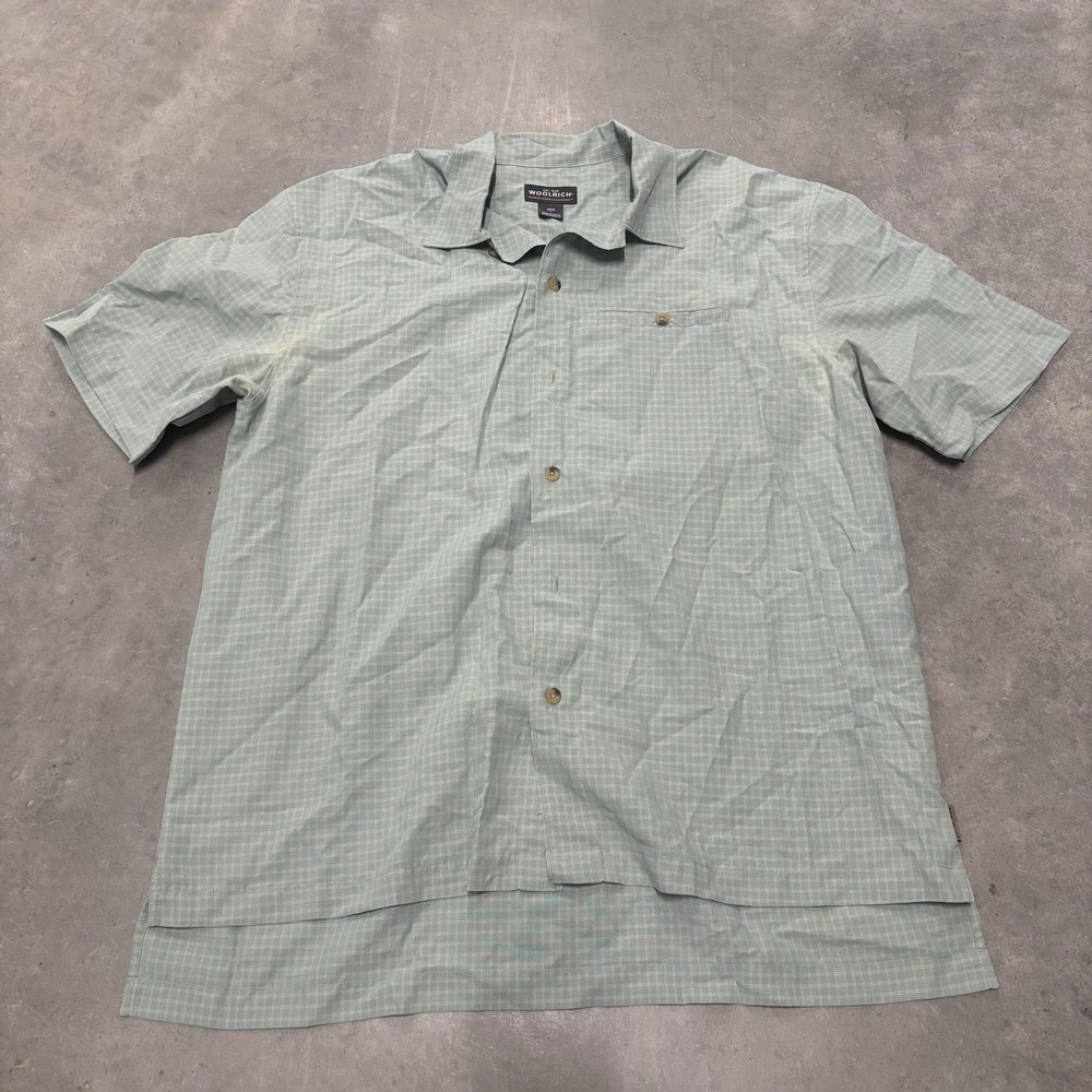 Woolrich Men's‎ Large Light Green Plaid Polo Button Up Shirt